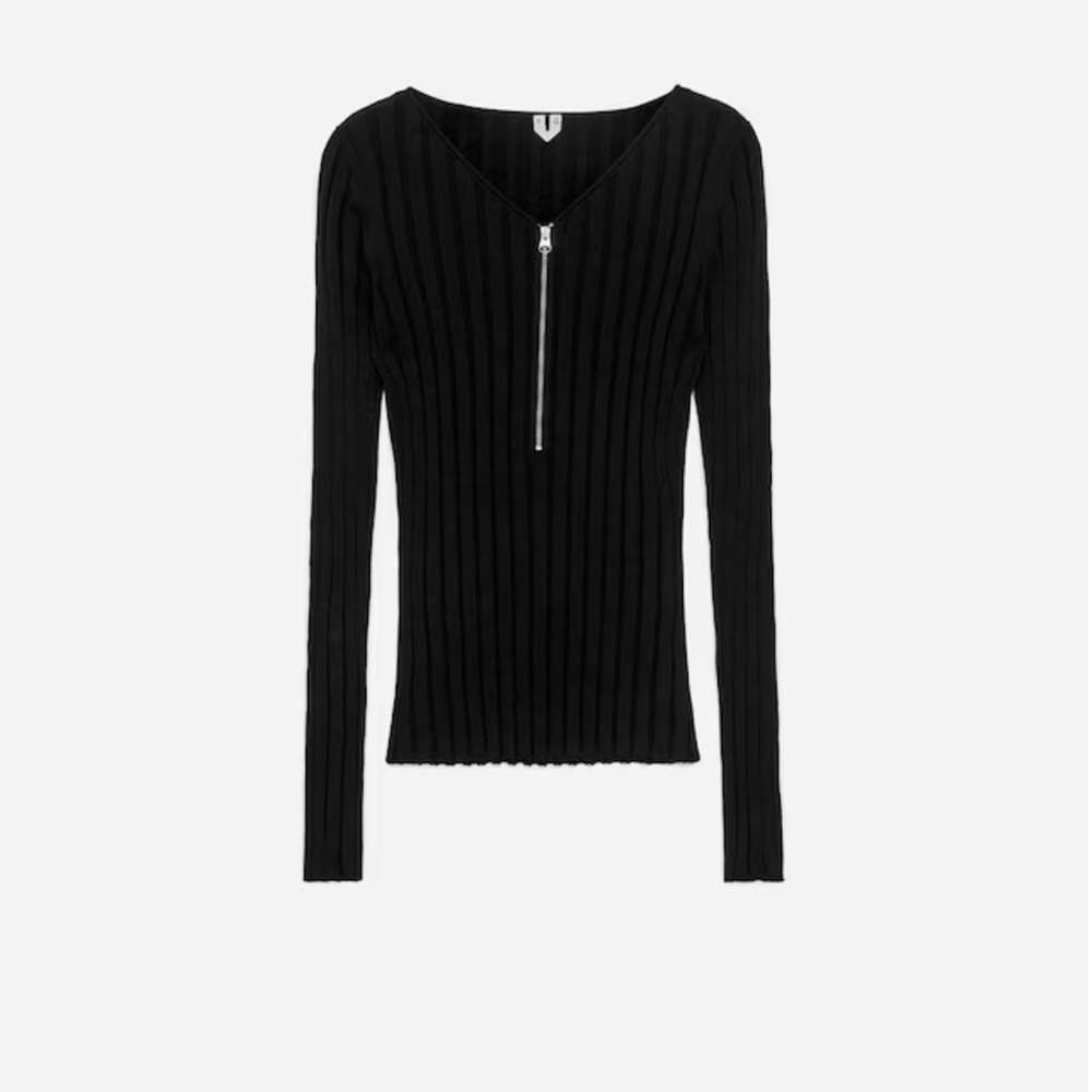 Arket Black Half-zip Rib Jumper